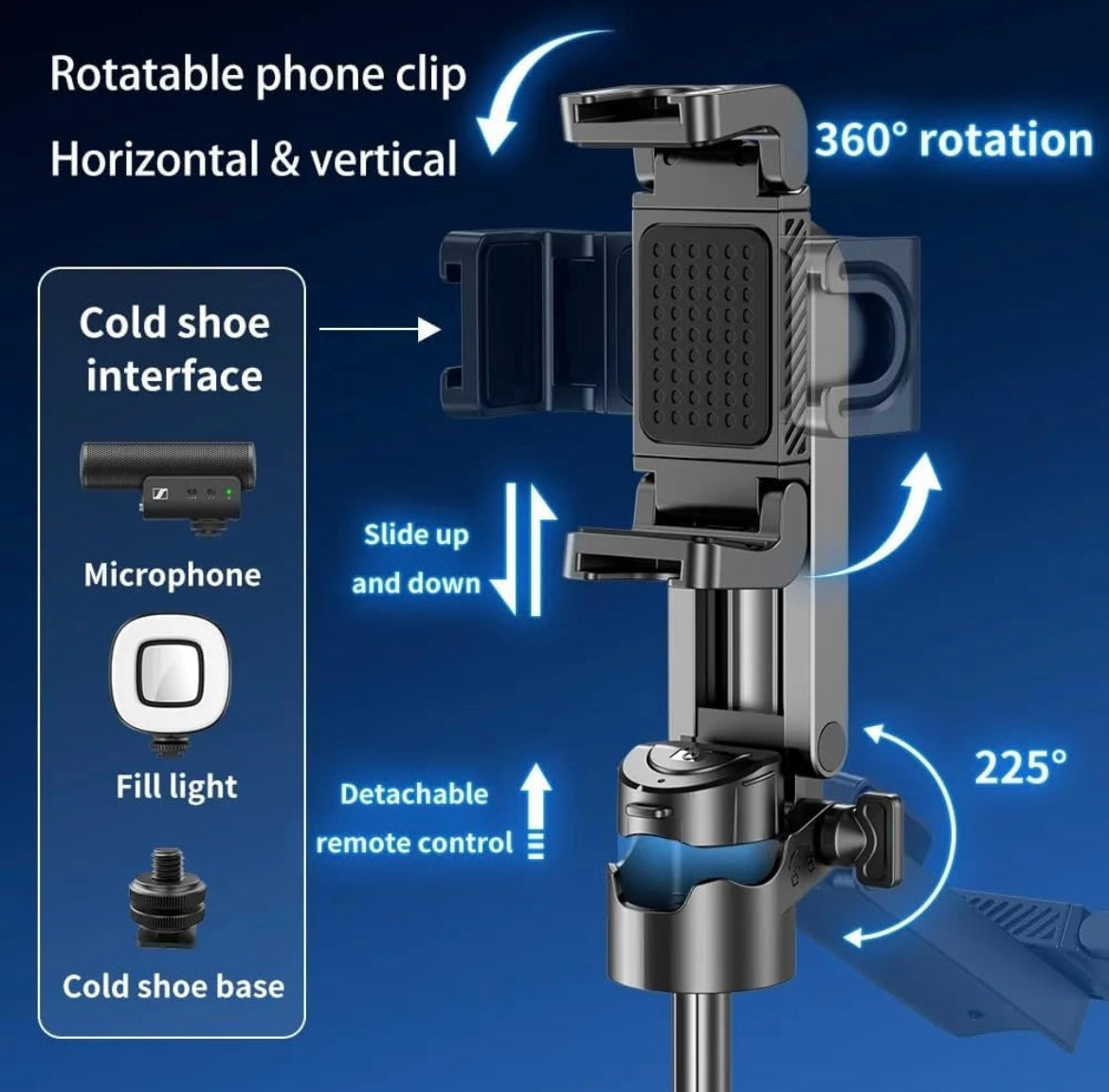 ShopToVista™️ 3 in 1 Adjustable Selfie Stick Tripod Stand With Camera Grip & Wireless Remote Control