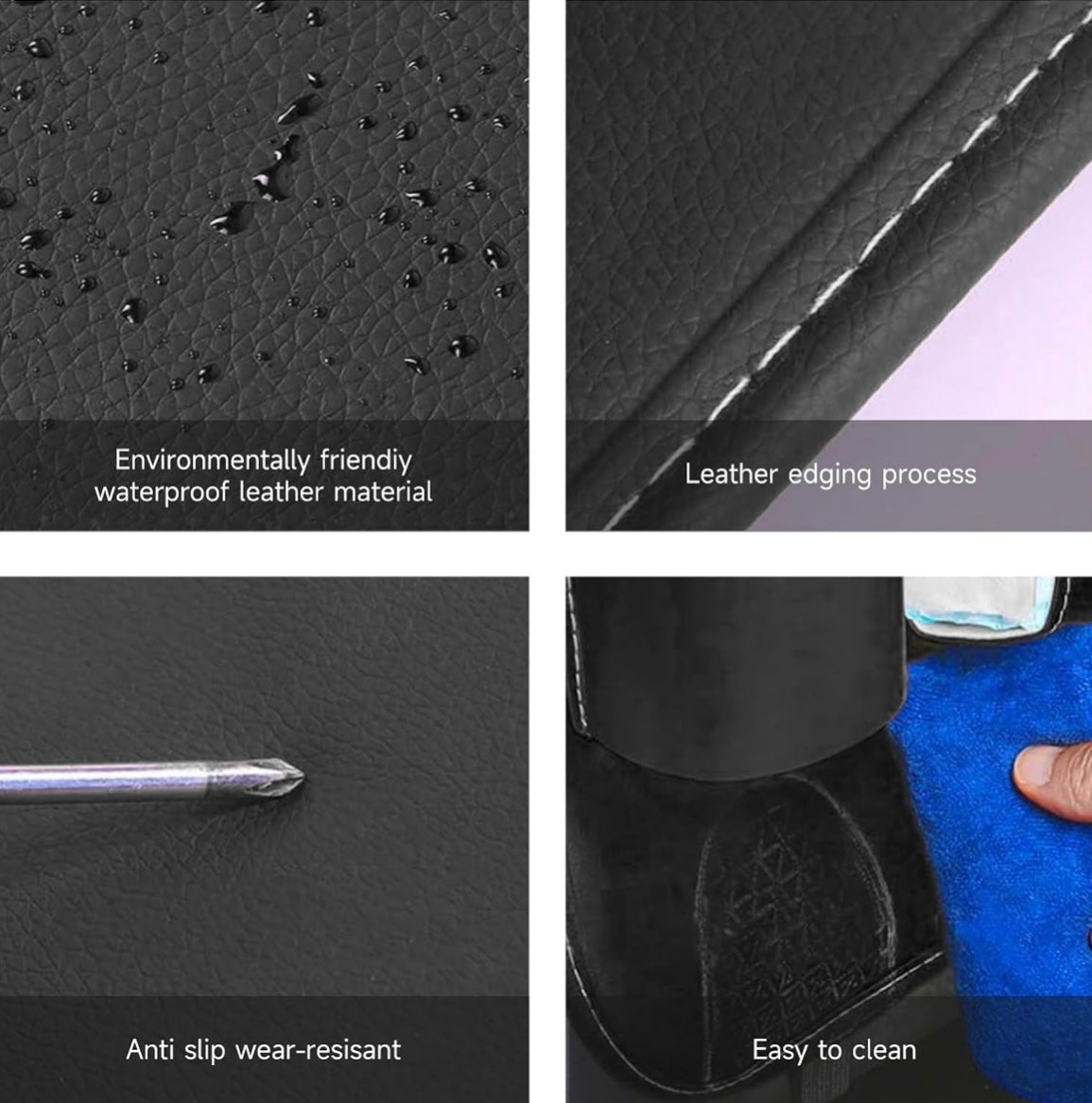 ShopToVista™️ Water-Proof Leather Car Back Seat Organizer With Foldable Table & 9 Storage Pockets (Holds 7-8KG)