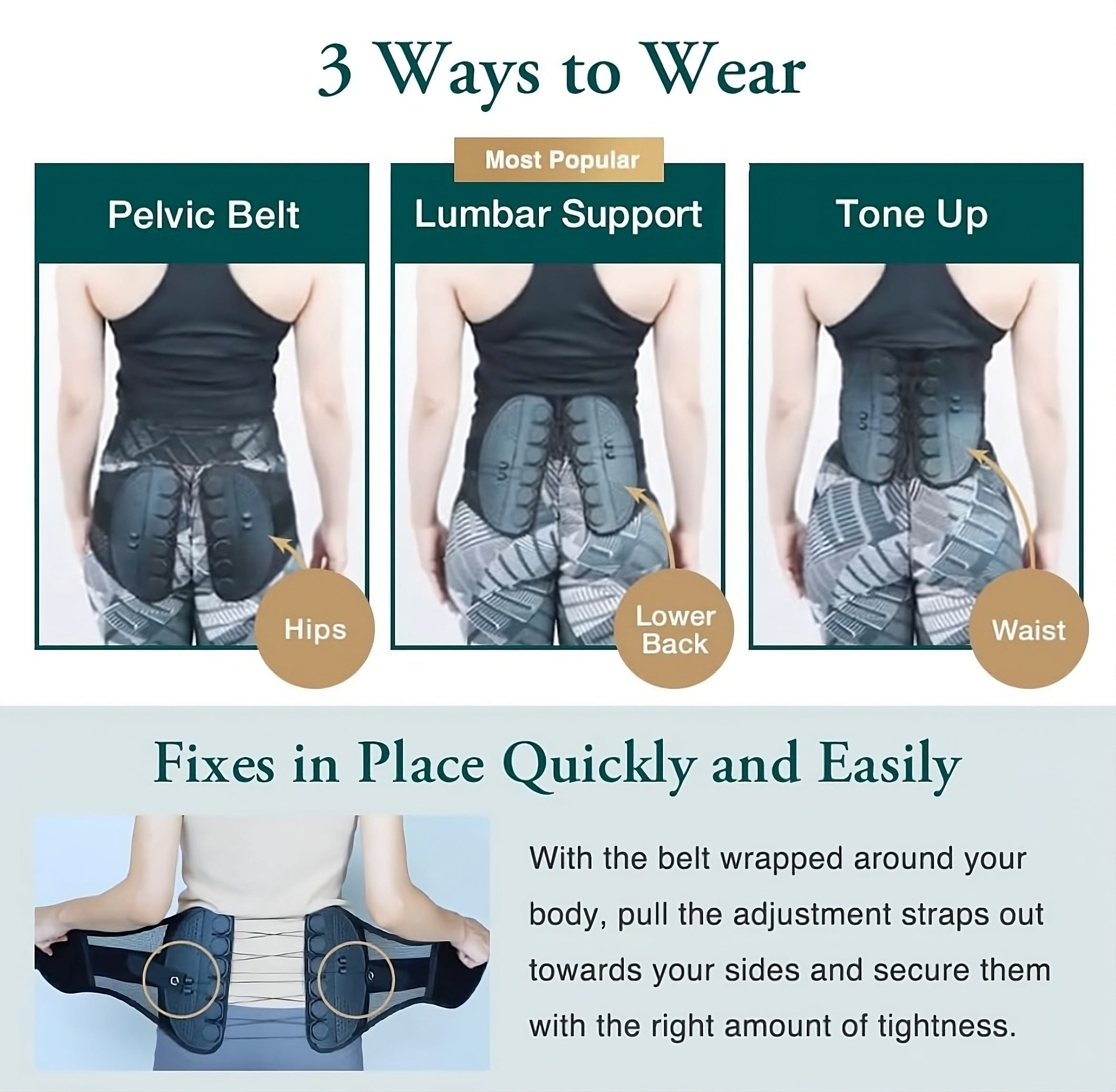 ShopToVista™️ Back, Hips & Waist Support Belt For Men & Women (Adjustable Size)