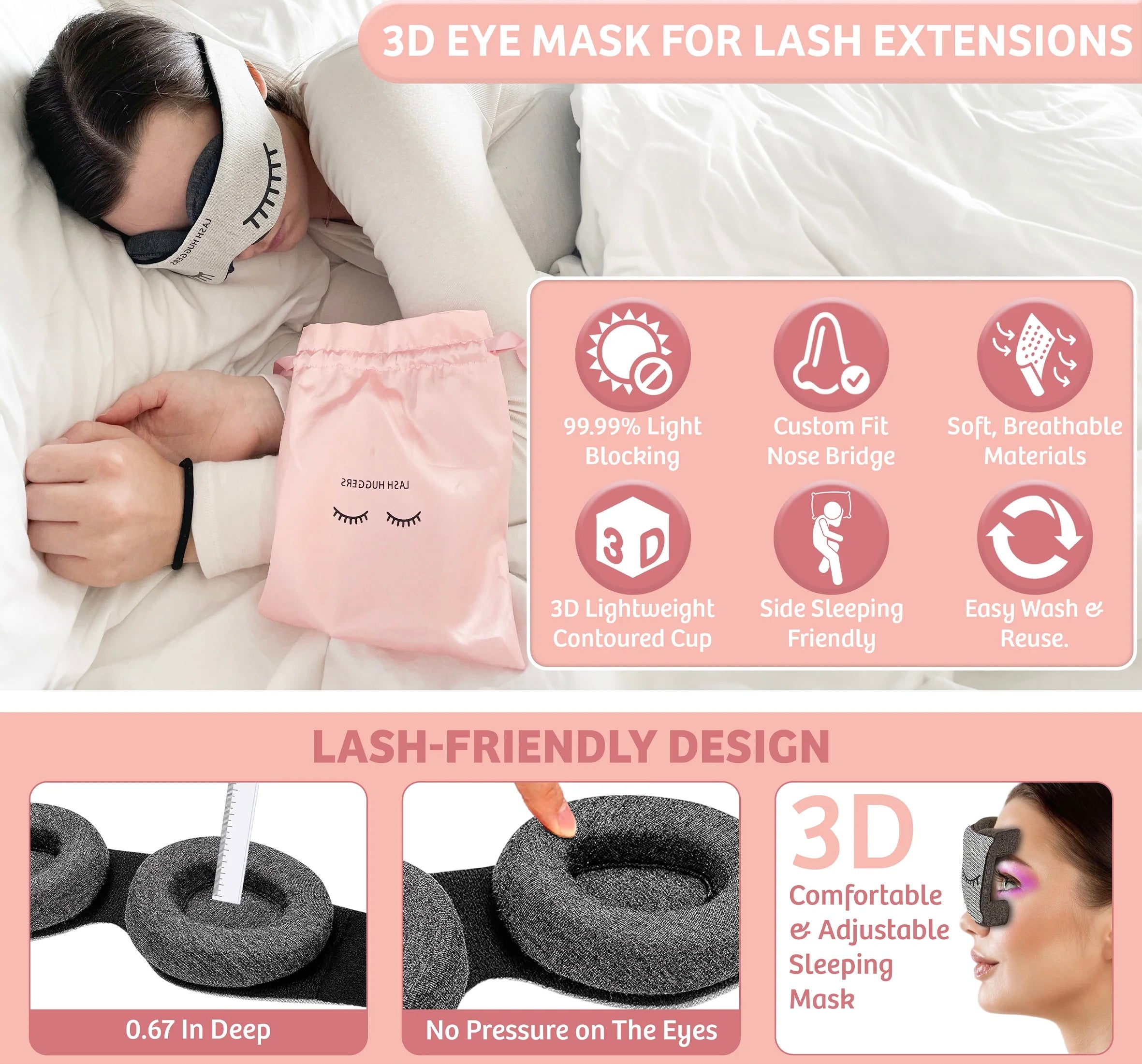 Sleeping Mask & Eyelash 3D Mask Protector (✨ Rated By 2,000 Ladies ✨)