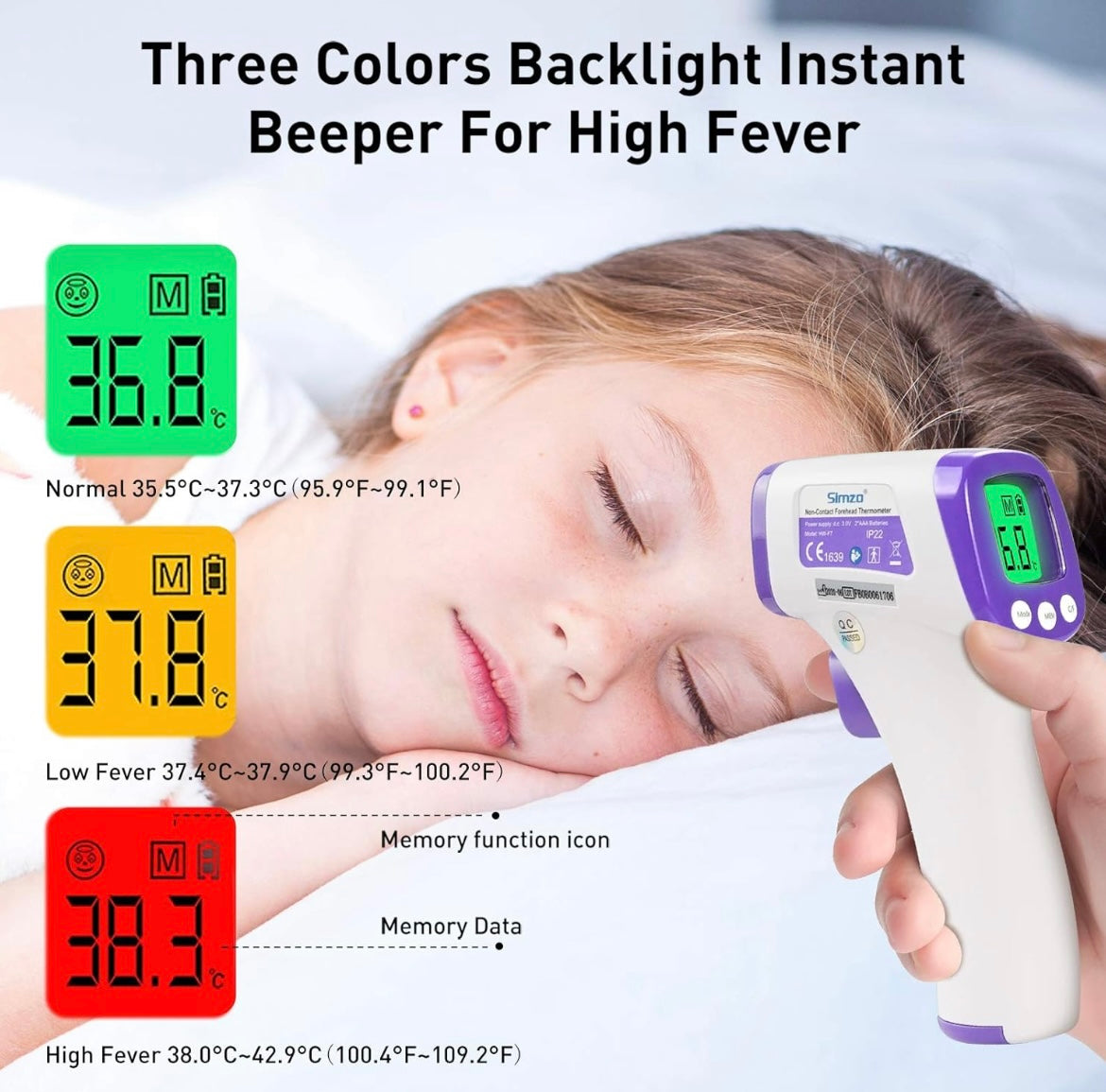 Zenlo™️ Non-Contact Infrared Smart Thermometer Device (For Adults & Babies)