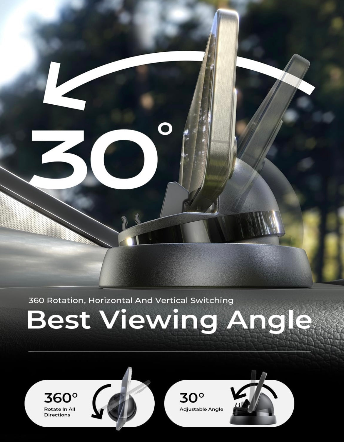 ShopToVista™️ 360° Rotatable Car Mount for Phones & iPads