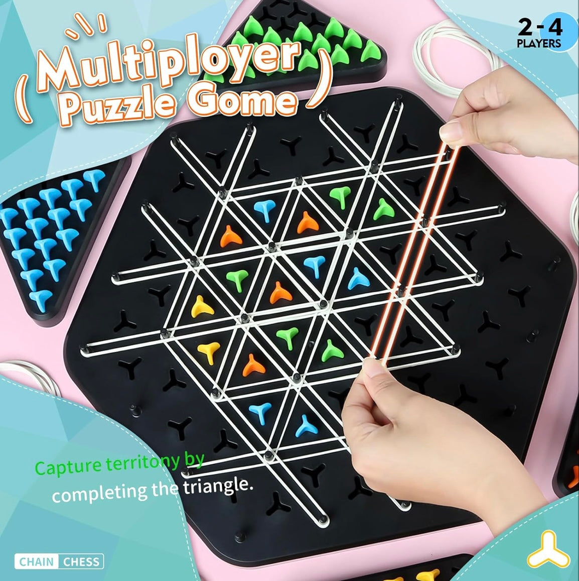 ShopToVista™️ Chain Triangle Chess Game Big Size 30CM (1V1 Or 2V2)