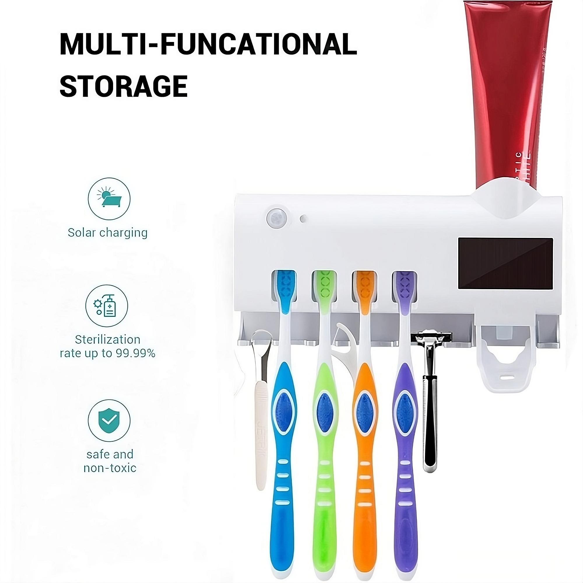 ShopToVista™️ Waterproof Toothbrush UV Sterilizer & Holder With Toothpaste Dispenser