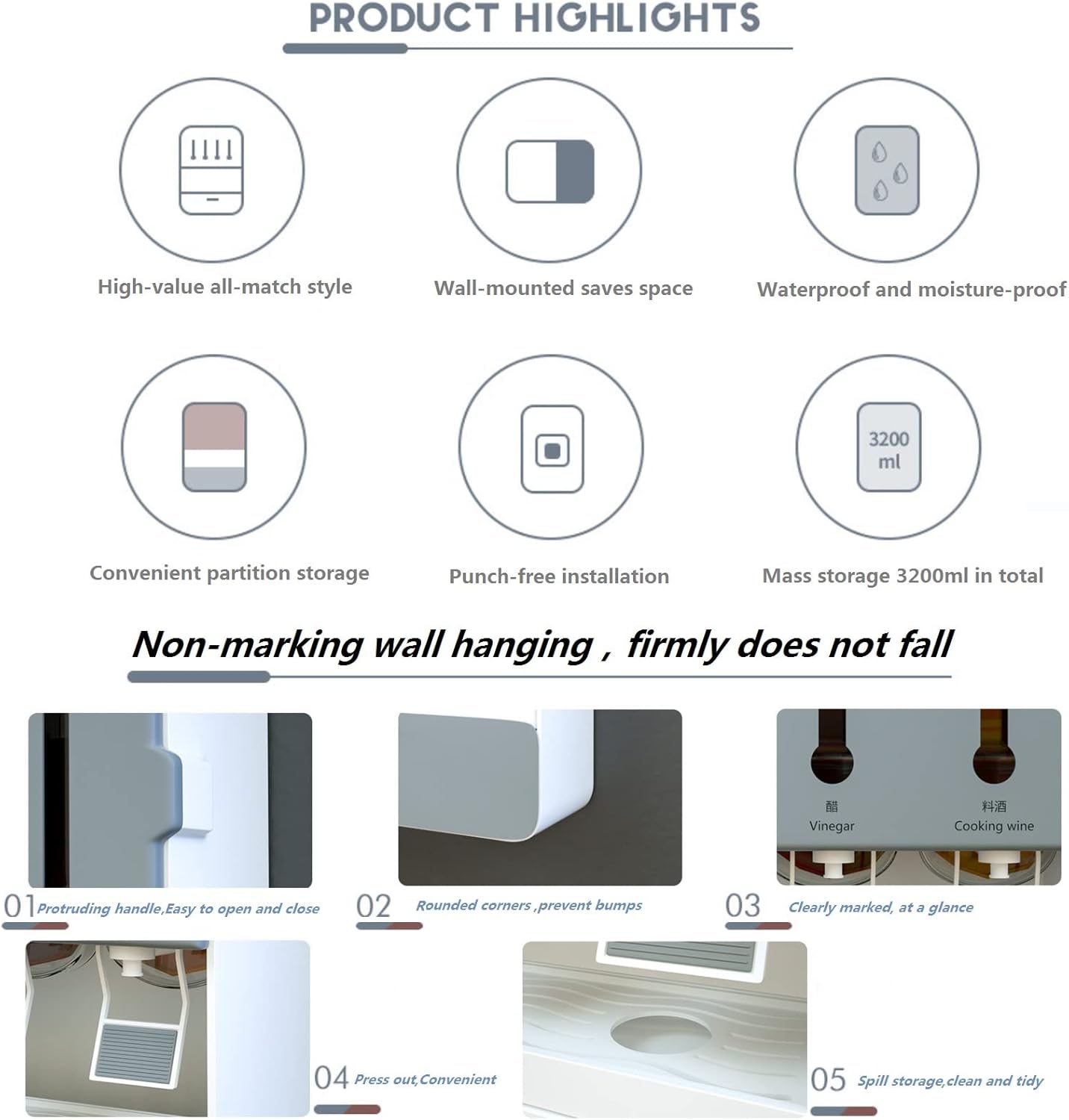 ShopToVista™️ Wall Mounted Spice Rack Organizer With Oil Dispenser