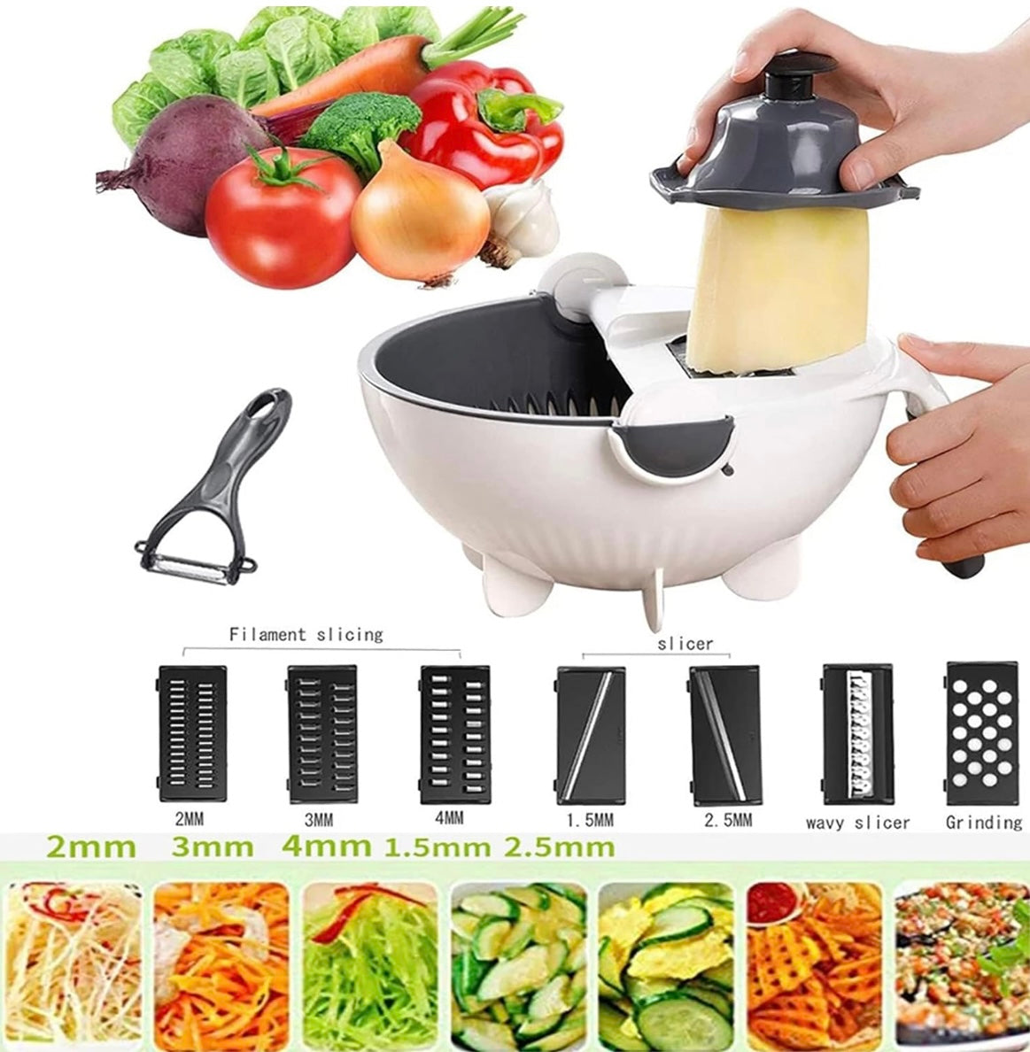 ShopToVista™️ 9 In 1 Vegetable Cutter With Drain Basket