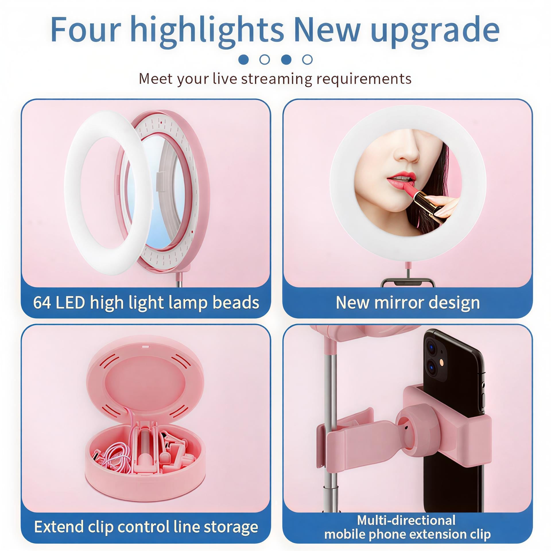 ShopToVista™️ 3 in 1 Adjustable Makeup Storage Stand With LED Mirror & Phone Holder
