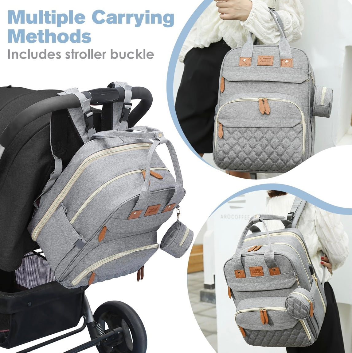 ShopToVista™️ Baby Diaper Bag & Bed With Charging USB Port (With 1 Year Warranty)