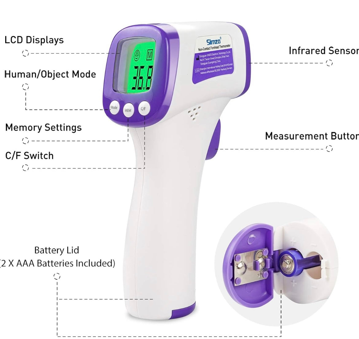 Zenlo™️ Non-Contact Infrared Smart Thermometer Device (For Adults & Babies)