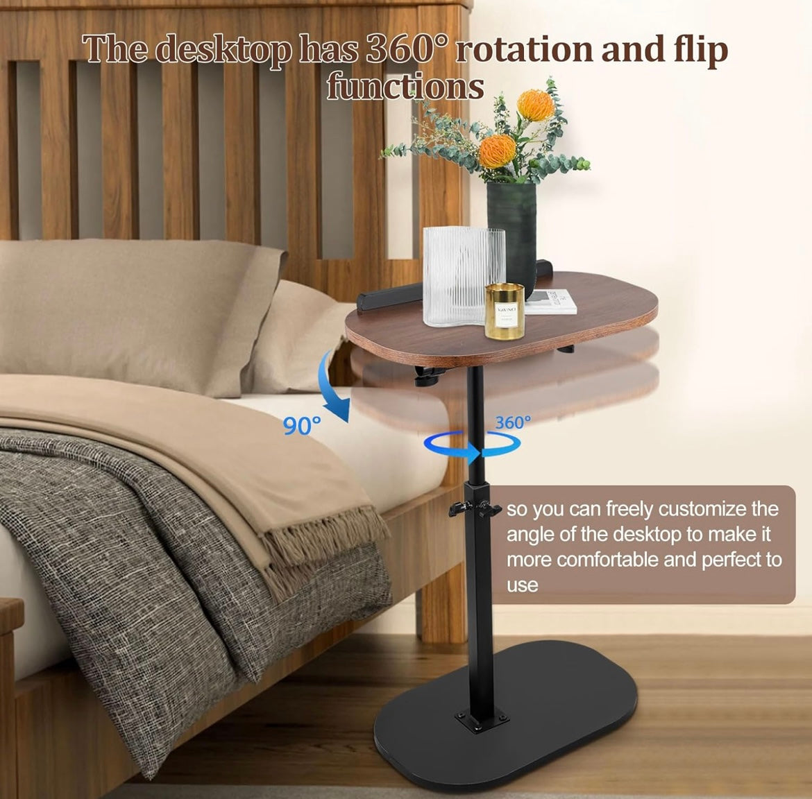 ShopToVista™️ Adjustable Height & 360° Rotatable Side Table