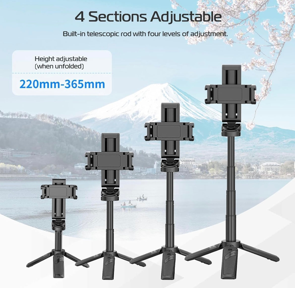 ShopToVista™️ 3 in 1 Adjustable Selfie Stick Tripod Stand With Camera Grip & Wireless Remote Control