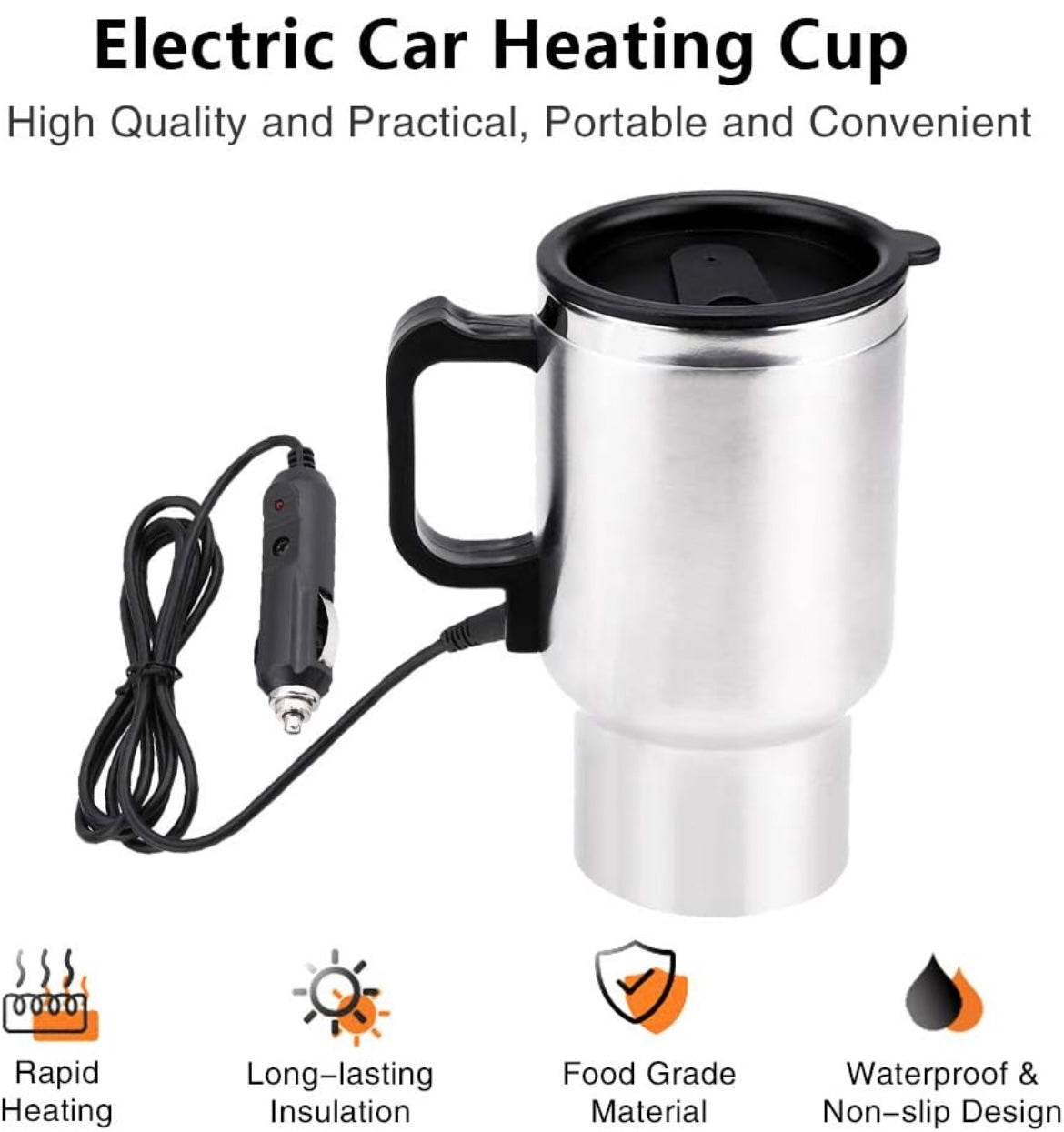 ShopToVista™️ Stainless Steel Electric Car Heating Mug (500ML)
