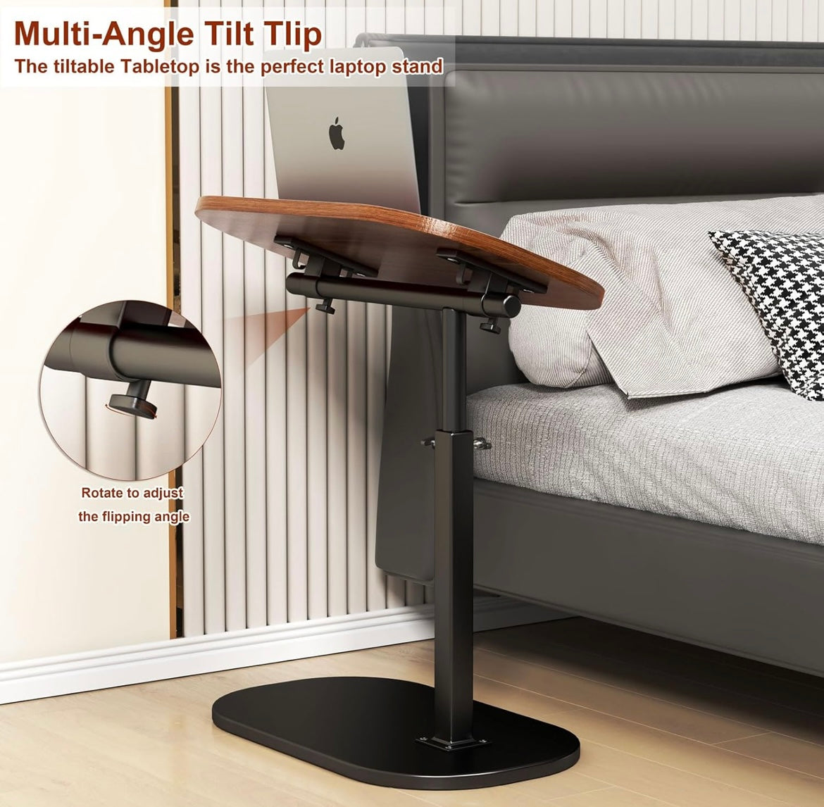 ShopToVista™️  Adjustable Height & 360° Rotatable Side Table