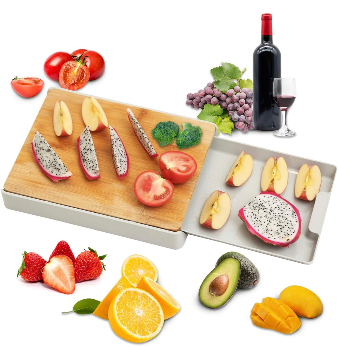 ShopToVista™️ Bamboo Cutting Board With Slide Drawer