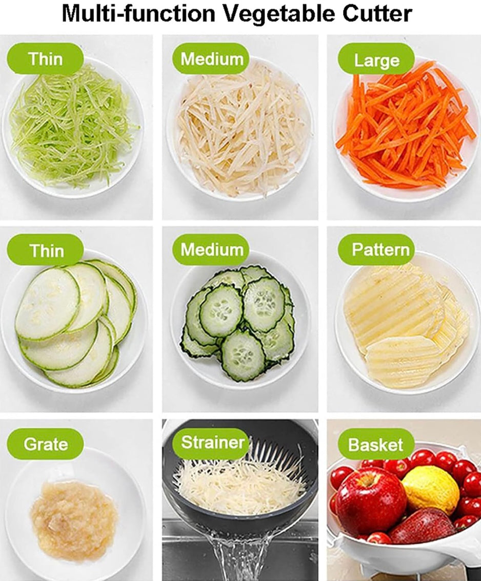 ShopToVista™️ 9 In 1 Vegetable Cutter With Drain Basket