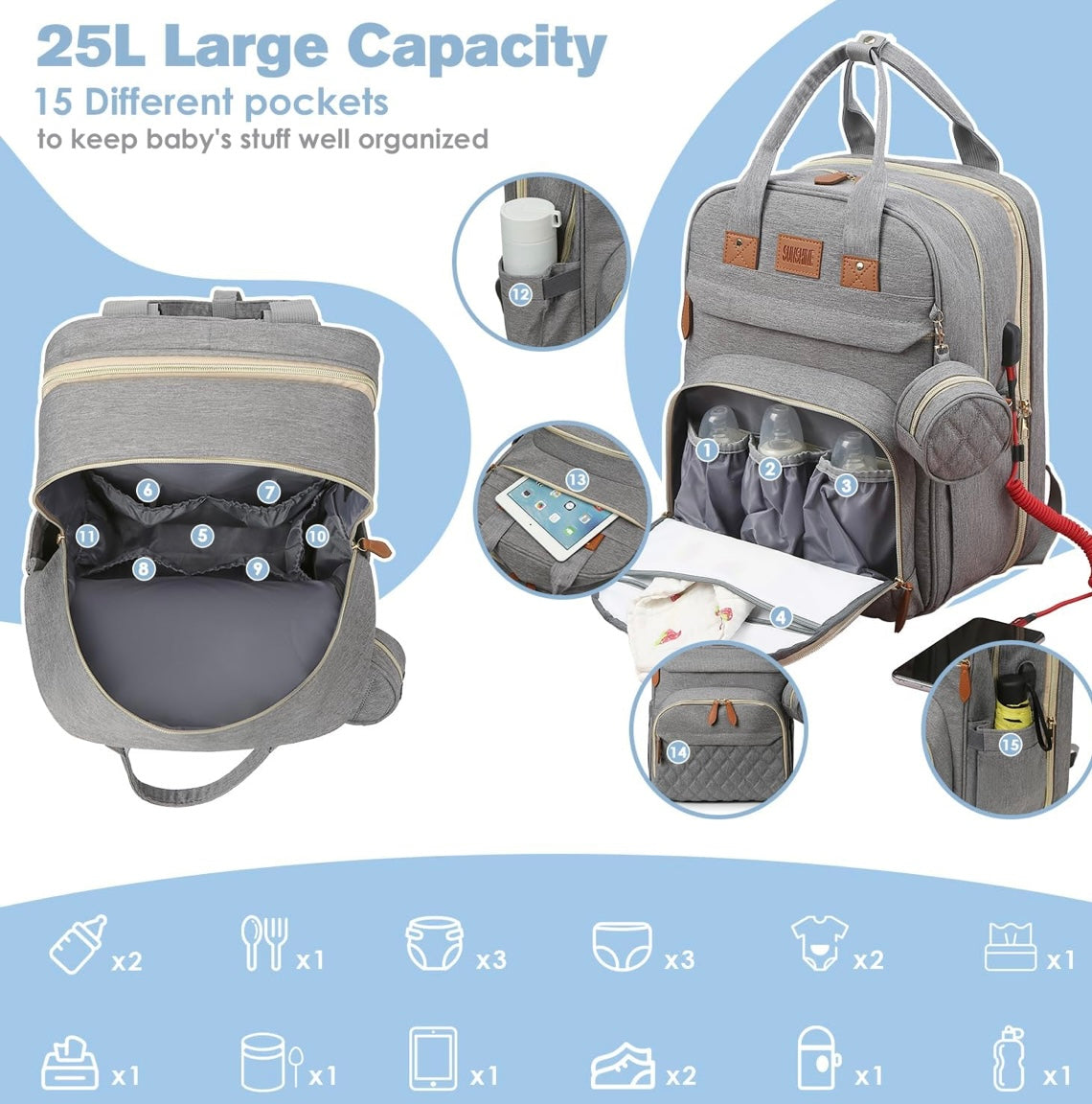 ShopToVista™️ Baby Diaper Bag & Bed With Charging USB Port (With 1 Year Warranty)