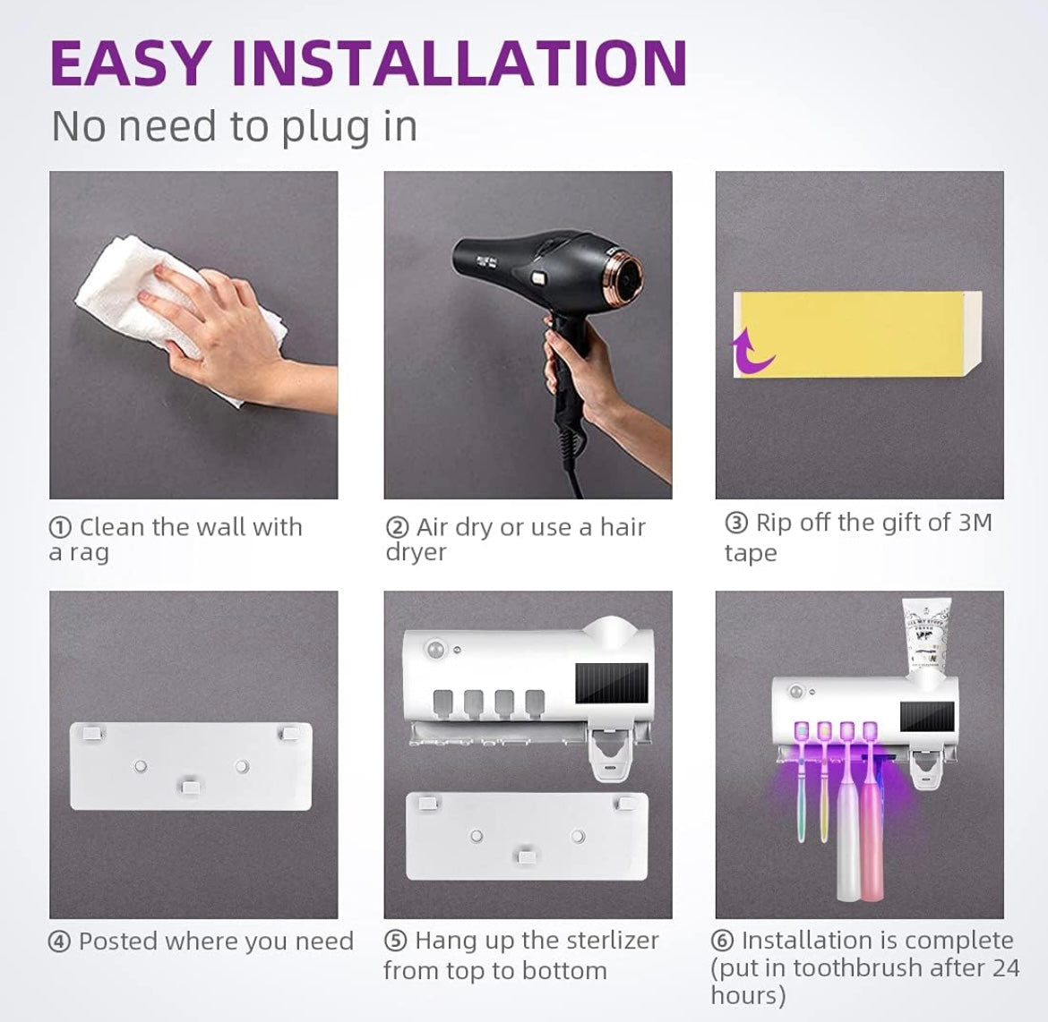 ShopToVista™️ Waterproof Toothbrush UV Sterilizer & Holder With Toothpaste Dispenser