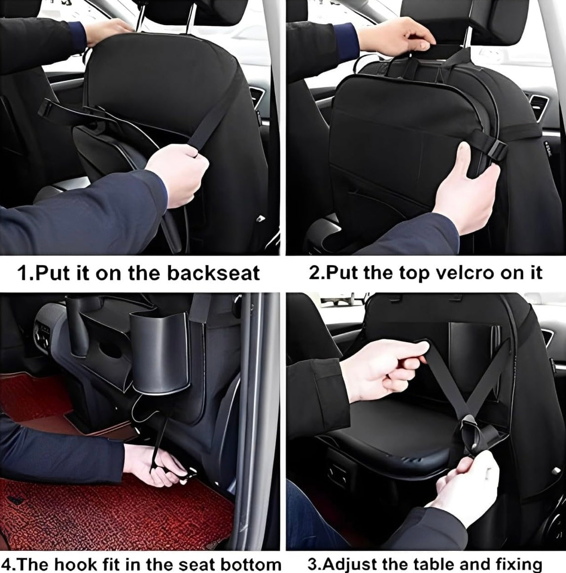 ShopToVista™️ Water-Proof Leather Car Back Seat Organizer With Foldable Table & 9 Storage Pockets (Holds 7-8KG)