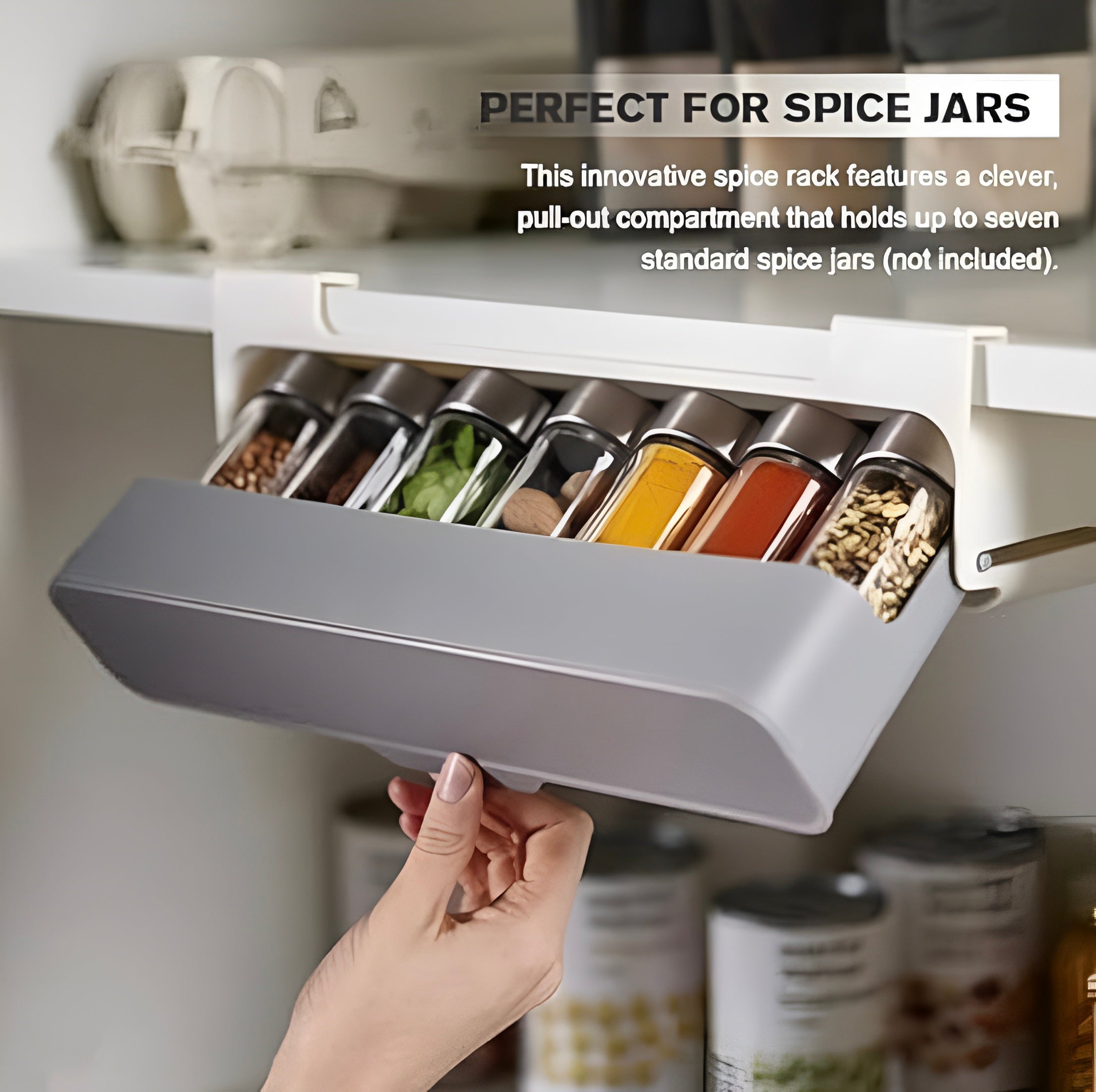 ShopToVista™️ Wall Mounted Spice Rack Storage Organizer With 7 Glass Jars