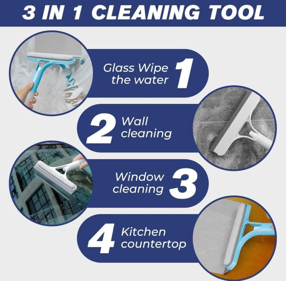 ShopToVista™️ 3 in 1 Double Faced Glass & Window Cleaner With Spray Bottle