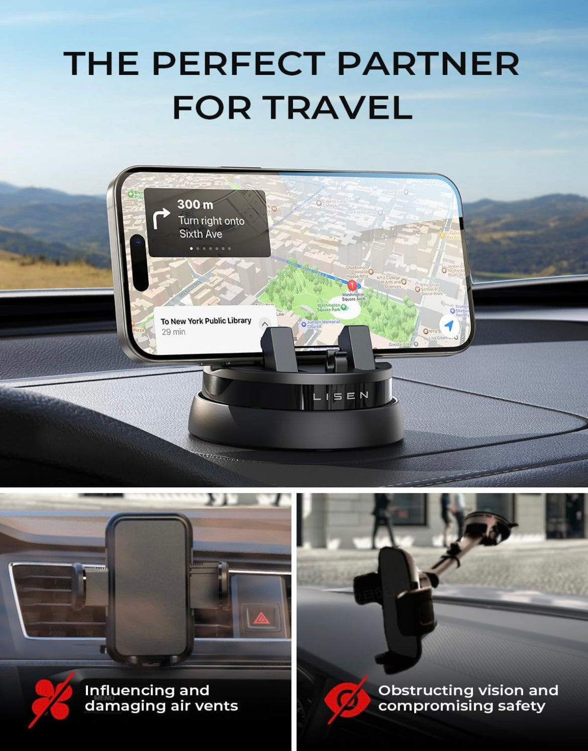 ShopToVista™️ 360° Rotatable Car Mount for Phones & iPads