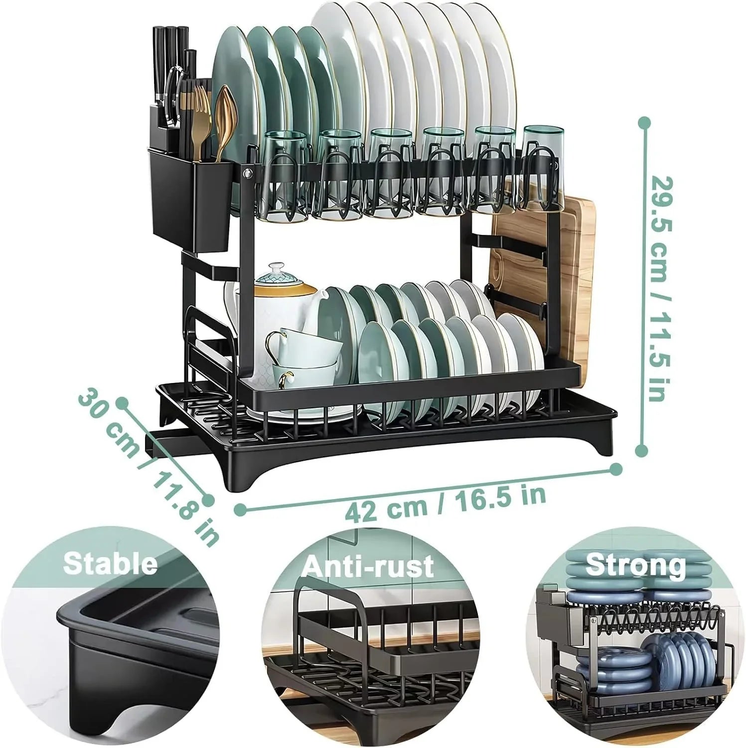 ShopToVista™️ 6 in 1 Stainless Steel  Dish Drainer With Drip Tray (With 1 Year Warranty)
