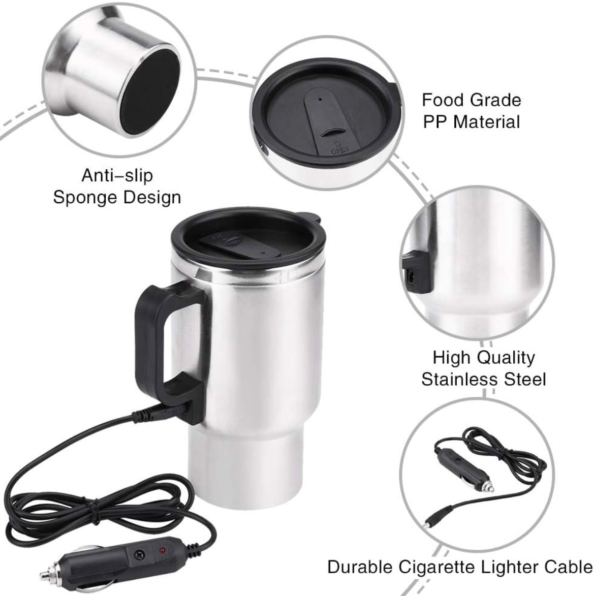 ShopToVista™️ Stainless Steel Electric Car Heating Mug (500ML)