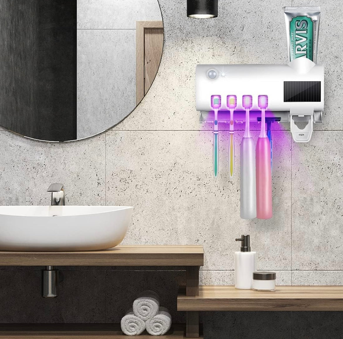 ShopToVista™️ Waterproof Toothbrush UV Sterilizer & Holder With Toothpaste Dispenser