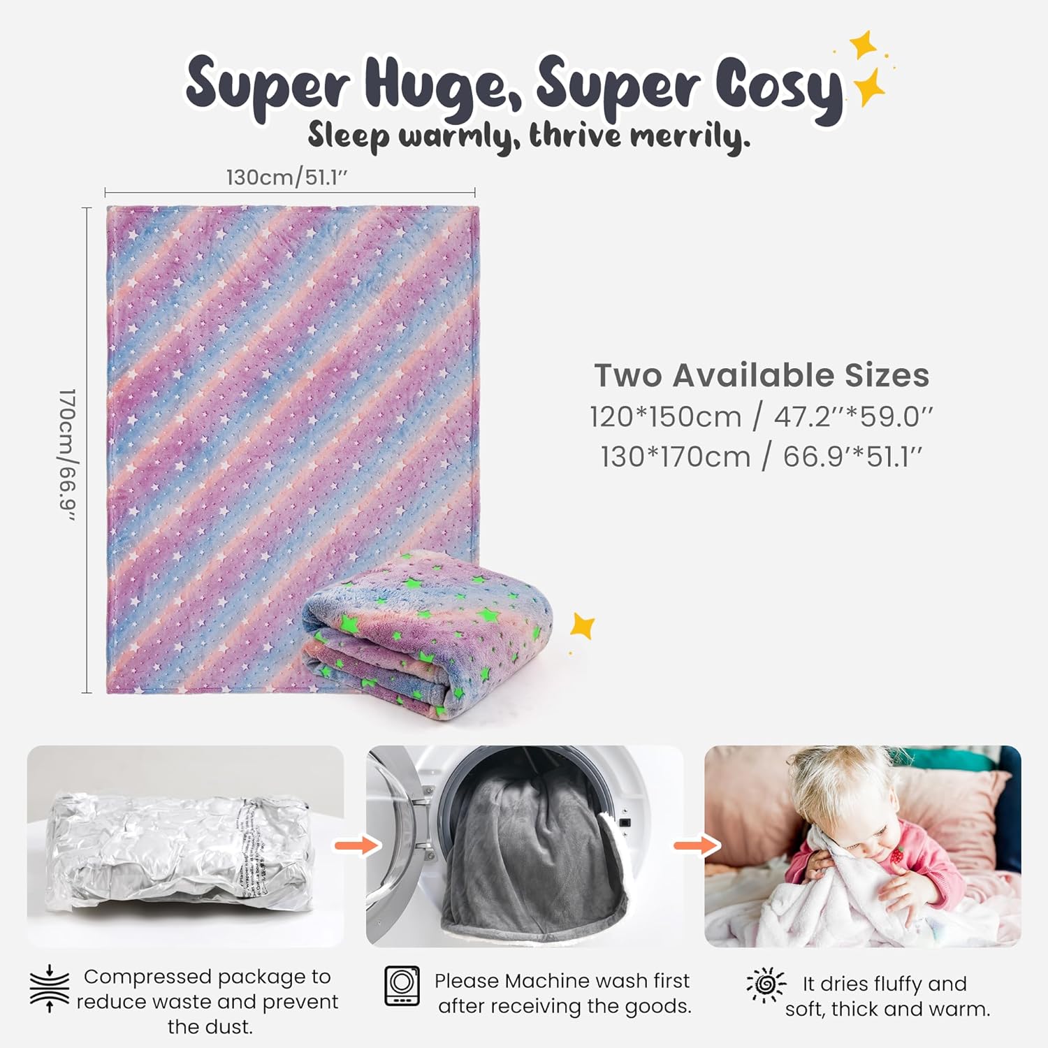 ShopToVista™️ Cozy Glowing Sleep Blanket For Kids (170CMX130CM)