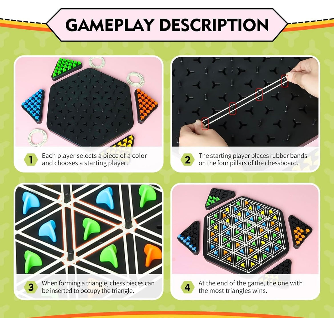 ShopToVista™️ Chain Triangle Chess Game Big Size 30CM (1V1 Or 2V2)