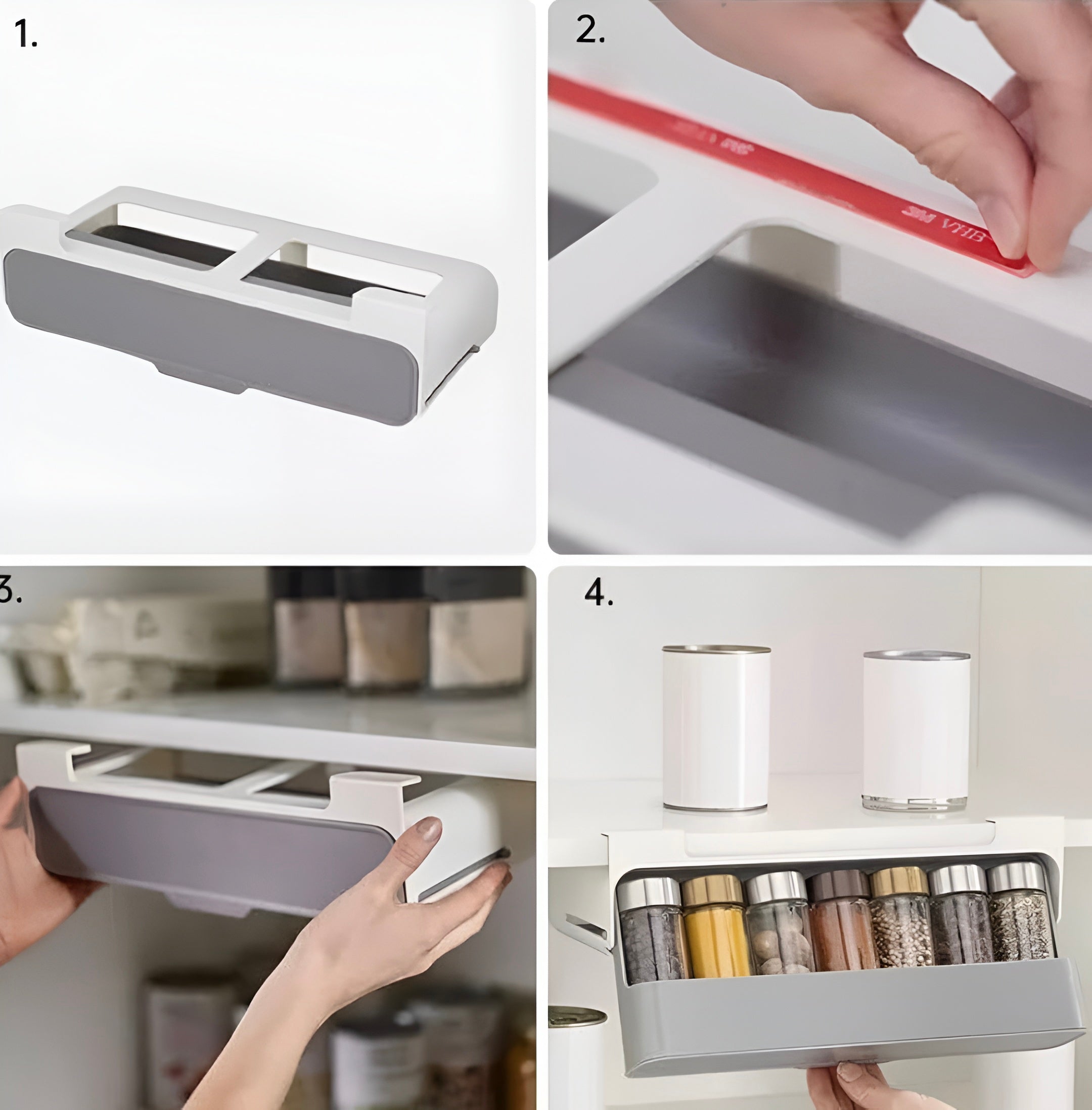 ShopToVista™️ Wall Mounted Spice Rack Storage Organizer With 7 Glass Jars