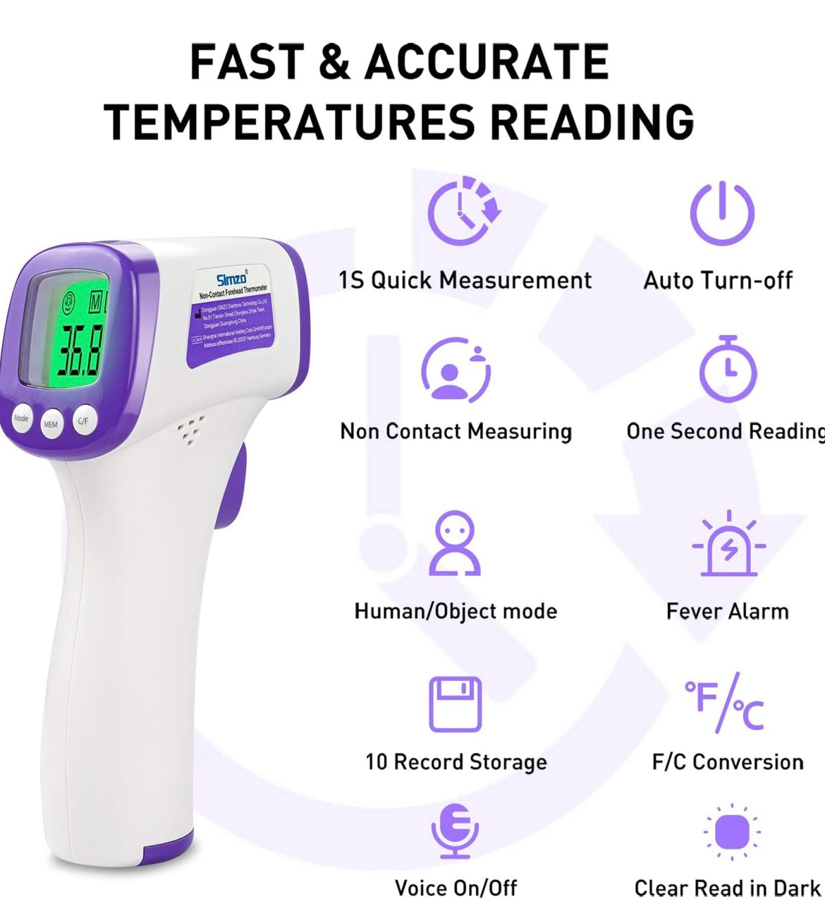 Zenlo™️ Non-Contact Infrared Smart Thermometer Device (For Adults & Babies)