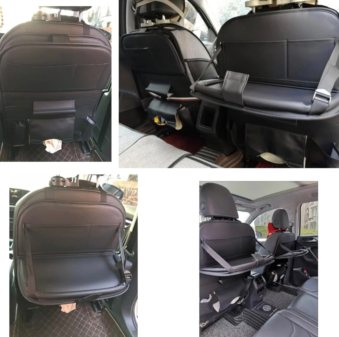 ShopToVista™️ Water-Proof Leather Car Back Seat Organizer With Foldable Table & 9 Storage Pockets (Holds 7-8KG)