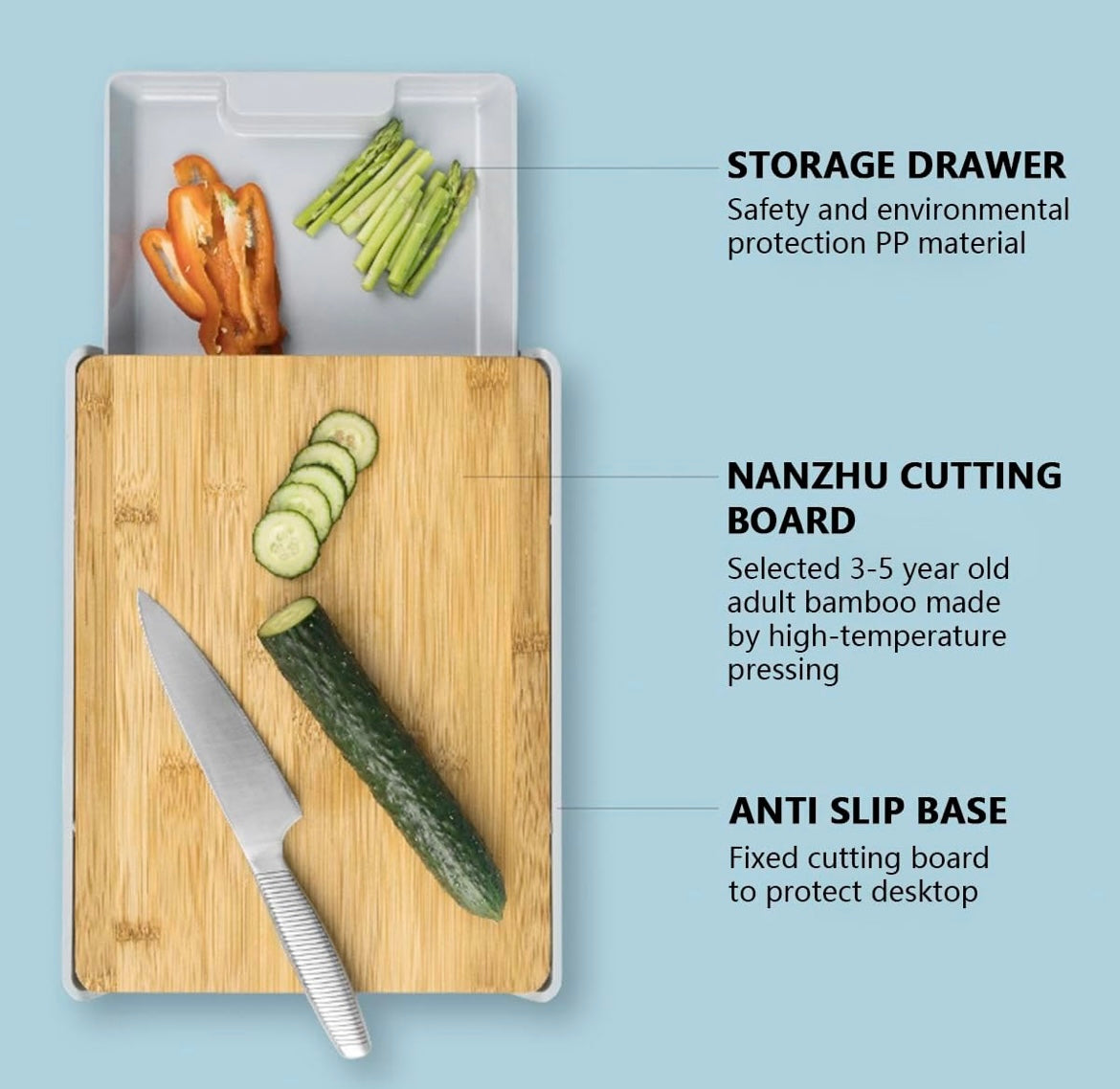 ShopToVista™️ Bamboo Cutting Board With Slide Drawer